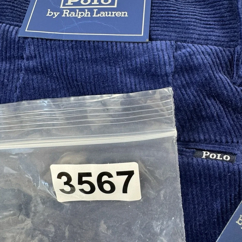 Polo Ralph Lauren Blue Slim Fit Mens Straight Fit Corduroy Pant Size 33X30 NWT